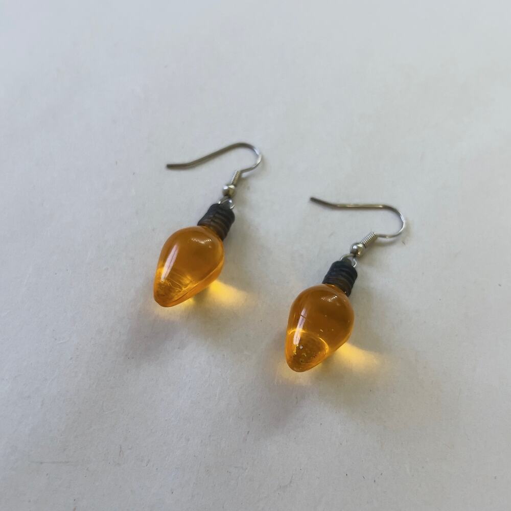 Golden Yellow Christmas Light Earrings Holiday Jewelry